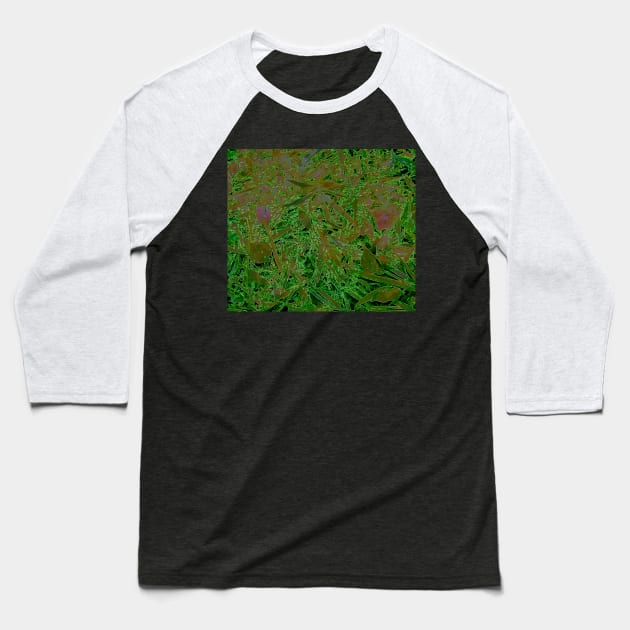 Neon emerald bamboo leaves Baseball T-Shirt by stevepaint